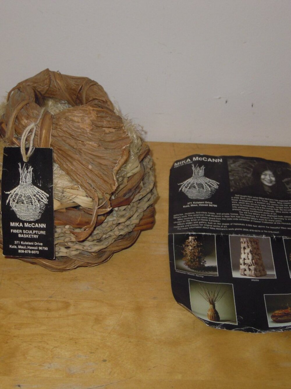 Vintage Cocoseed Basket Mika McCann Fiber Art Sculpture Hawaiian SIGNED